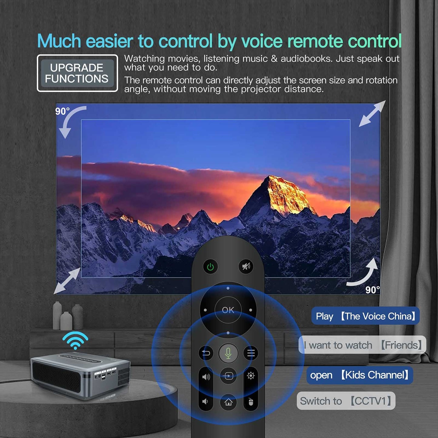 Ultra HD 8K Decoding Projection 1080p Home Movie Projector Phone Laptops Android