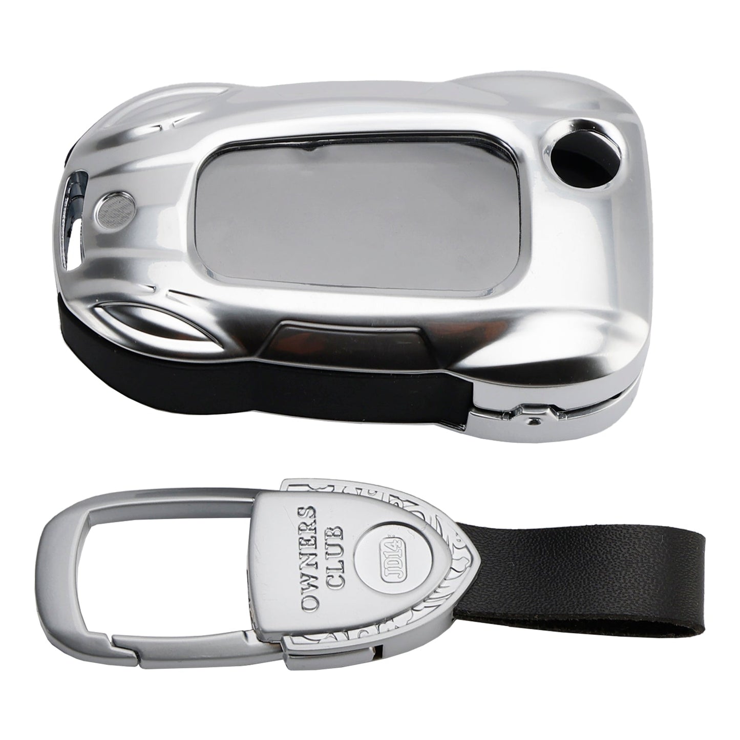 VW Polo Skoda Leather Alloy Zinc Car Key Silvery Case Cover