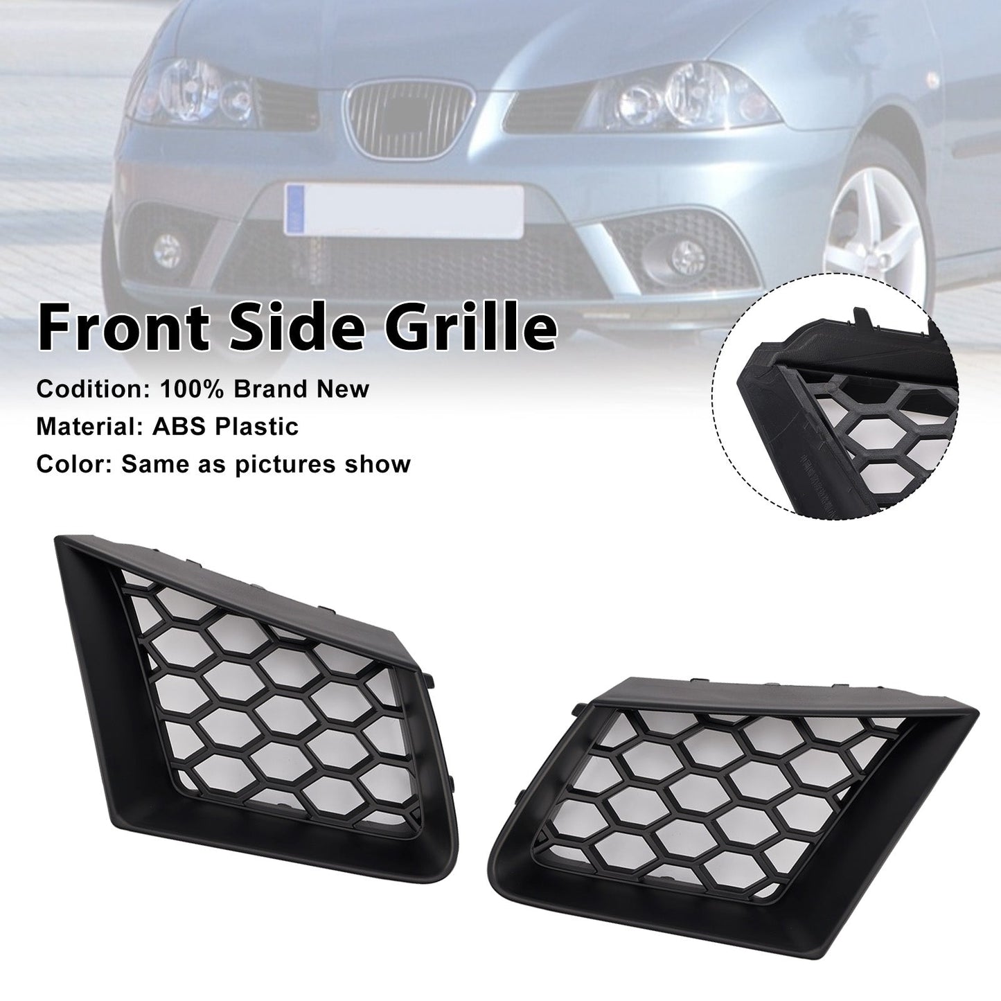 2002-2009 Seat Ibiza Cordoba 6L 2PCS Honeycomb Front Grille Grill FR