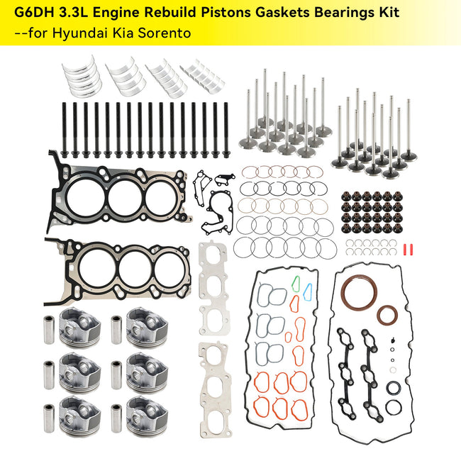 G6DH 3.3L Engine Rebuild Pistons Gaskets Bearings Kit for Hyundai Kia Sorento