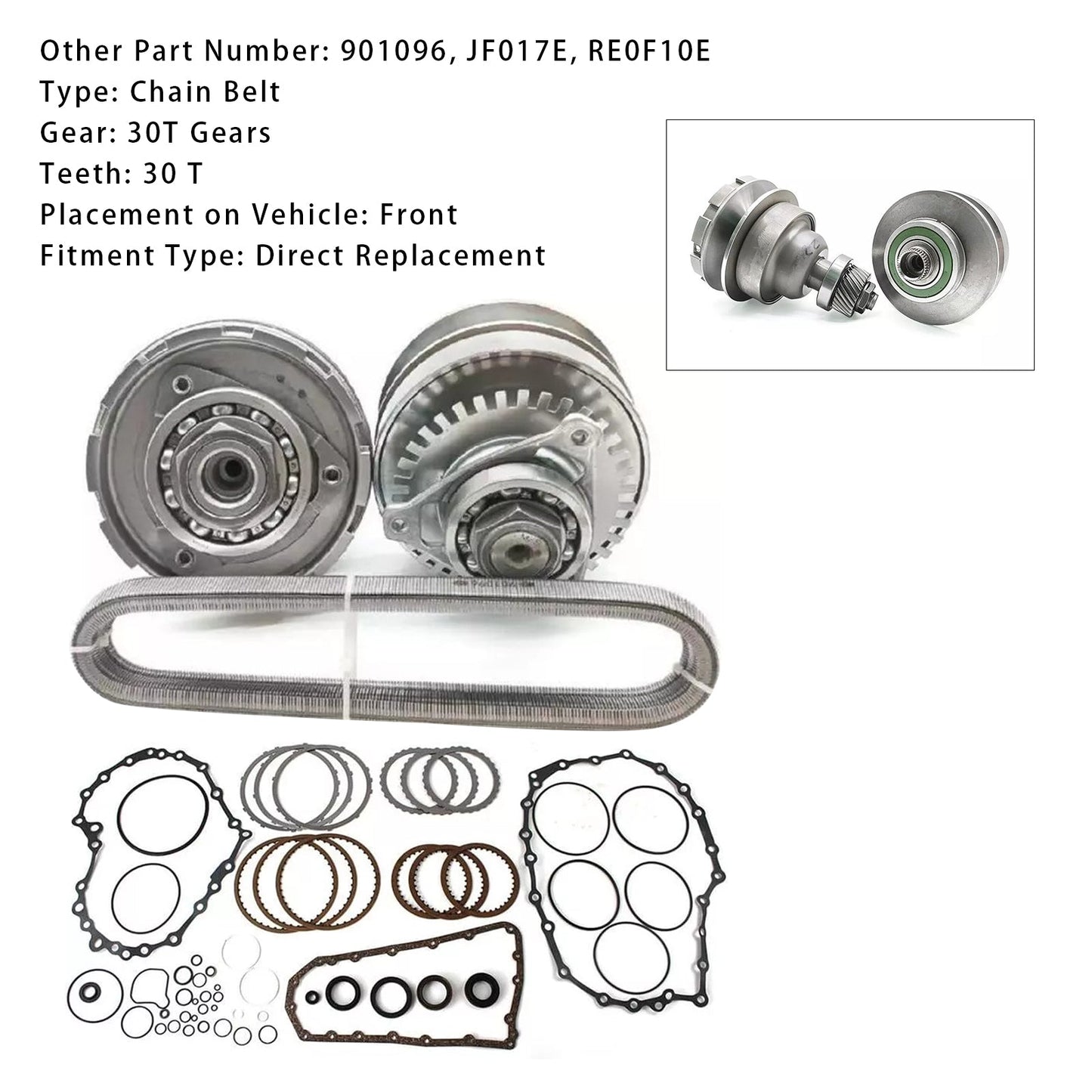 2012-2014 NISSAN ALTIMA 3.5L RE0F10E JF017E CVT Transmission Master Rebuild Kit W/Chain Belt 30T