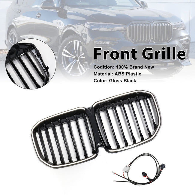 2019-2022 Fit BMW X7 G07 Single Slat Gloss Black Front Kidney Grill Grille