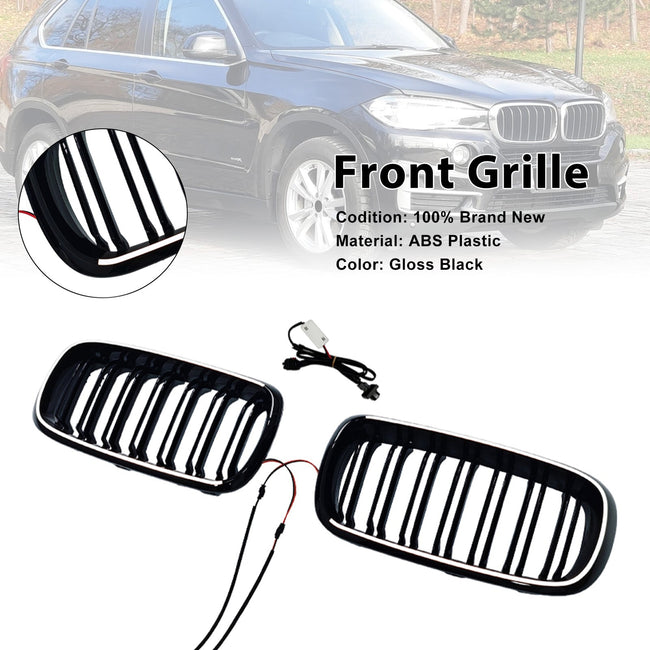 Double Slat Front Bumper Kidney Grille Fit BMW X5/X6 F15/F16 2013-2018