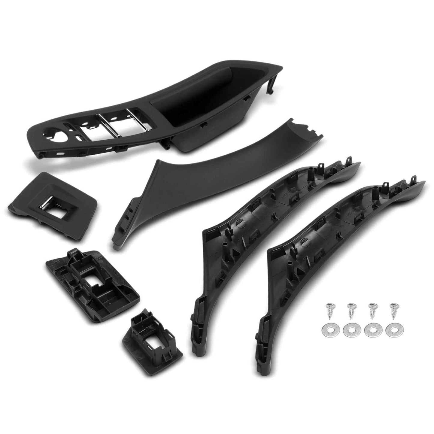 7x Black Inner Door Panel Handle Pull Trim Cover For BMW 5 Series F10 F11 10-16