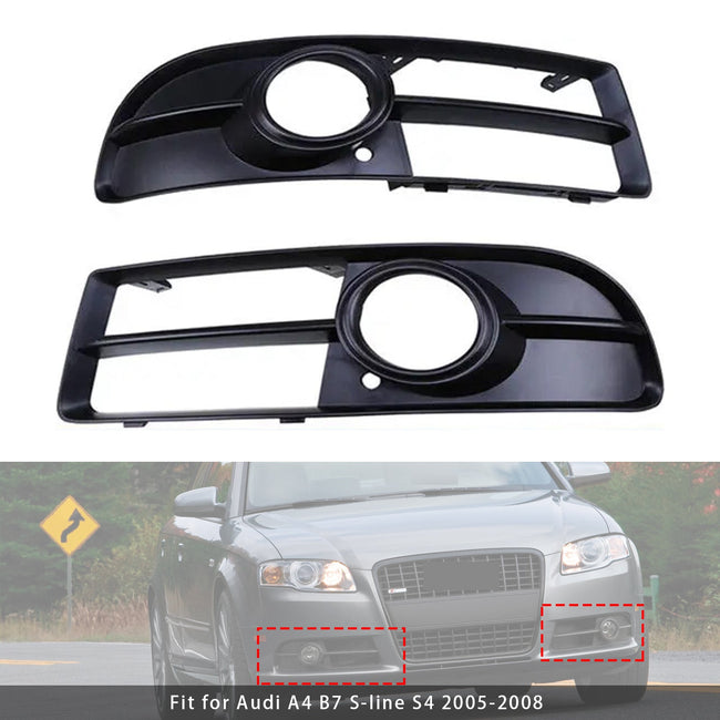 2005-2008 Audi A4 B7 S-Line S4 1 Pair Front Bumper Fog Light Grill Cover Bezel 8E0807681F