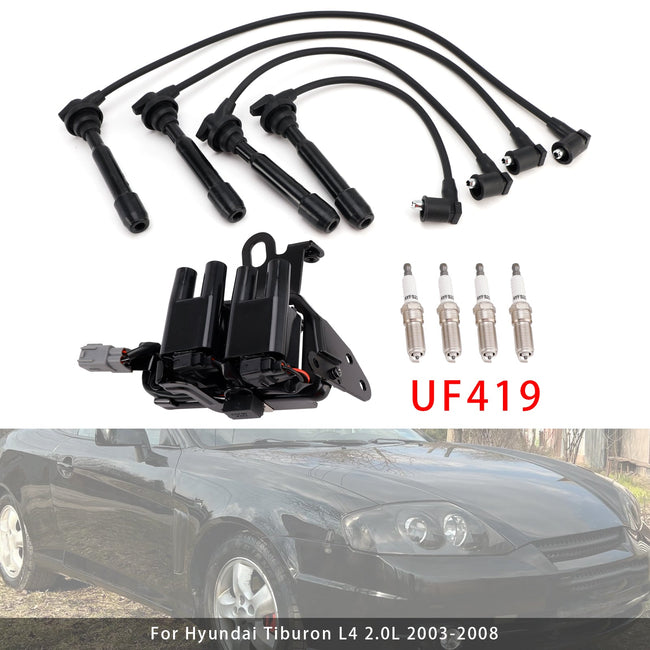 1 Ignition Coil+4 Spark Plug+ Wires Pack Uf419 For Hyundai Elantra Kia Soul 2.0