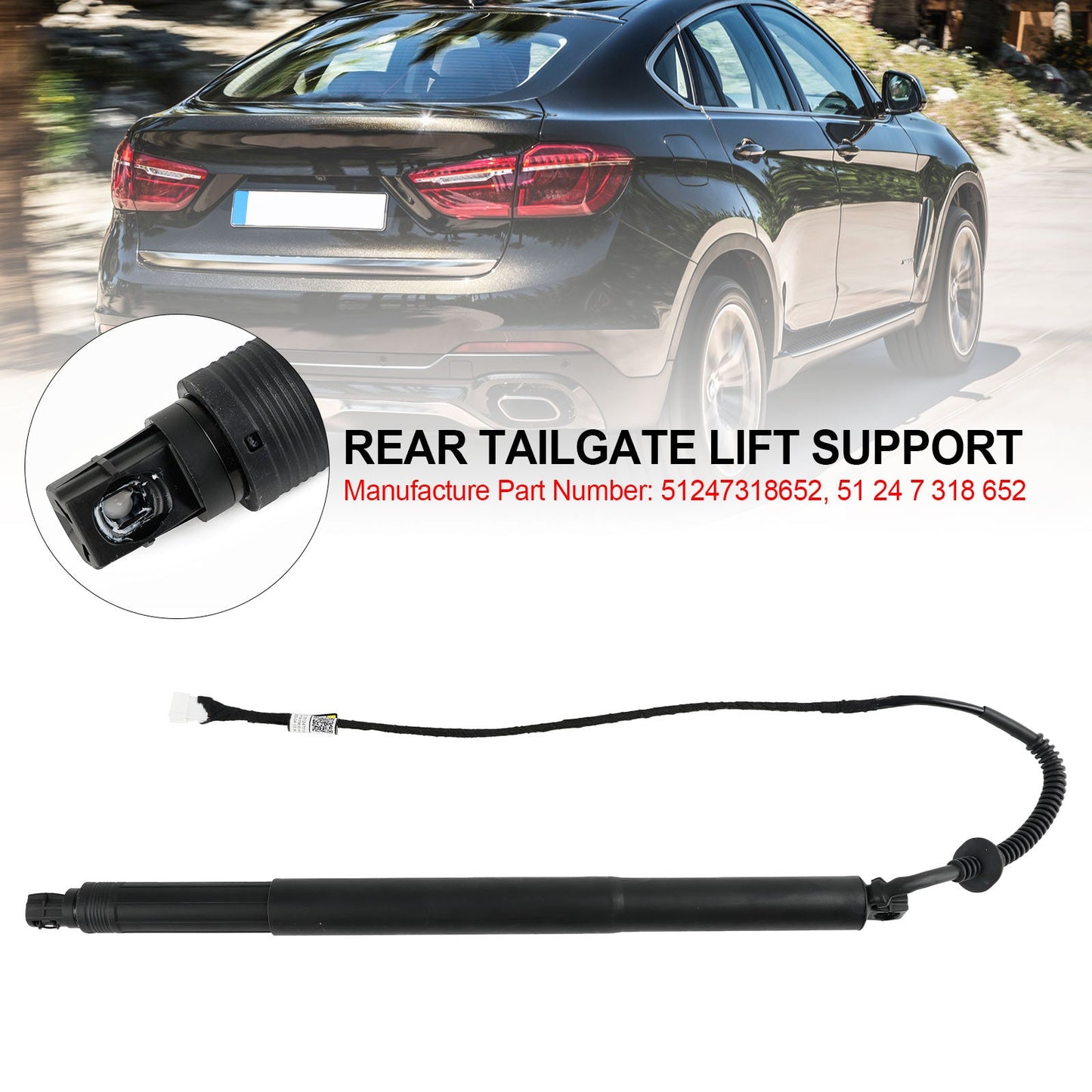 2014-2019 BMW X6 F16 SUV xDrive 30d 2993ccm 258HP 190KW (Diesel) Rear Right Tailgate Power Lift Support 51247318652