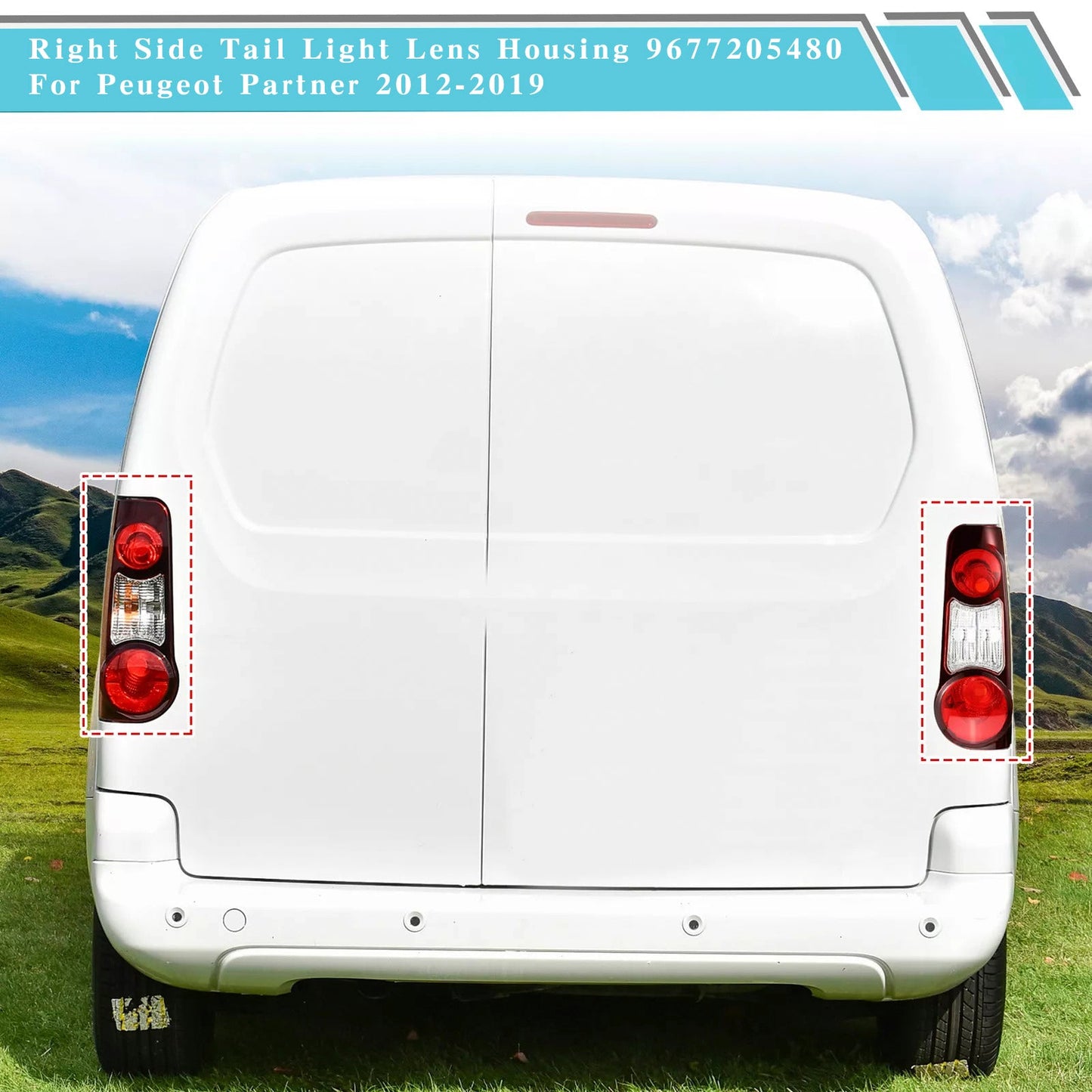 2012-2019 Peugeot Partner Citroen Berlingo Left+Right Side Tail Light Lens Housing9 677205580 9677205480