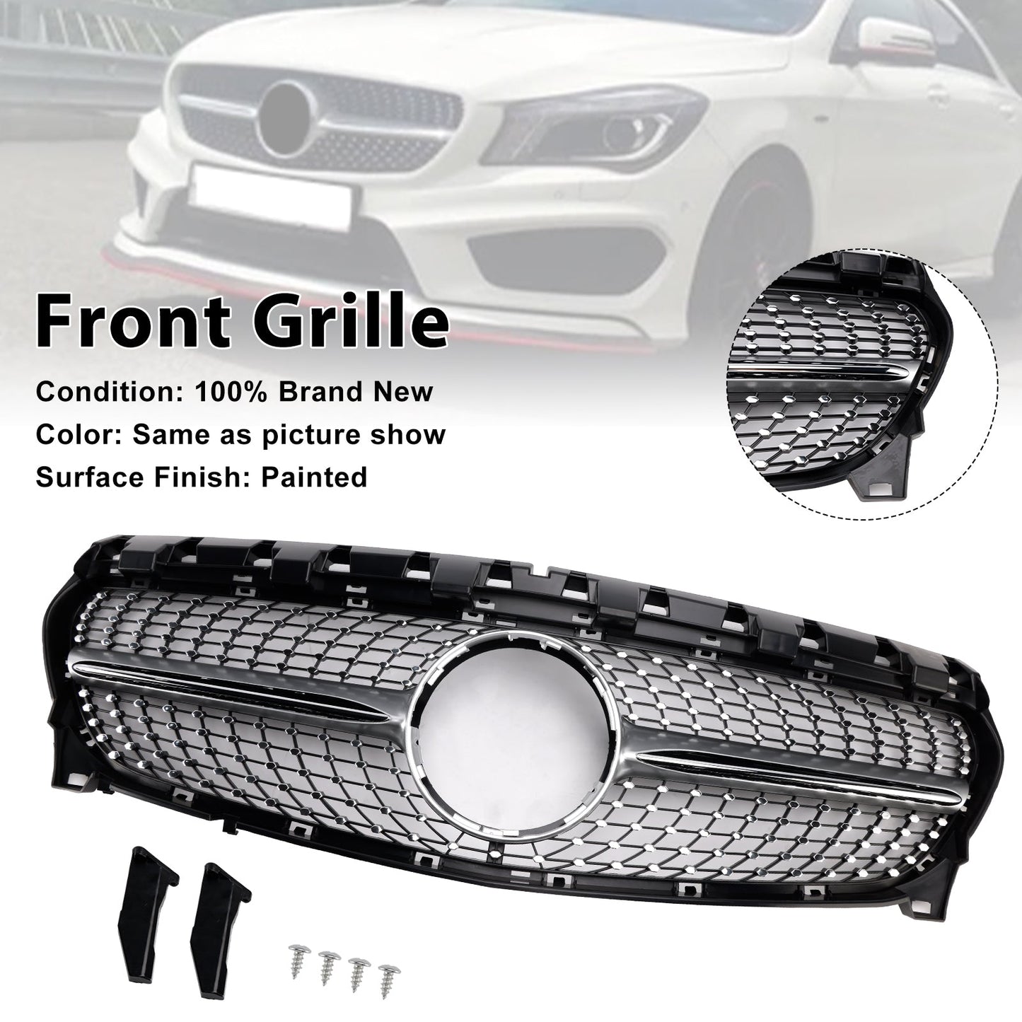 2013-2019 Mercedes-Benz CLA-Class W117 CLA250 Diamond Front Grill Grille