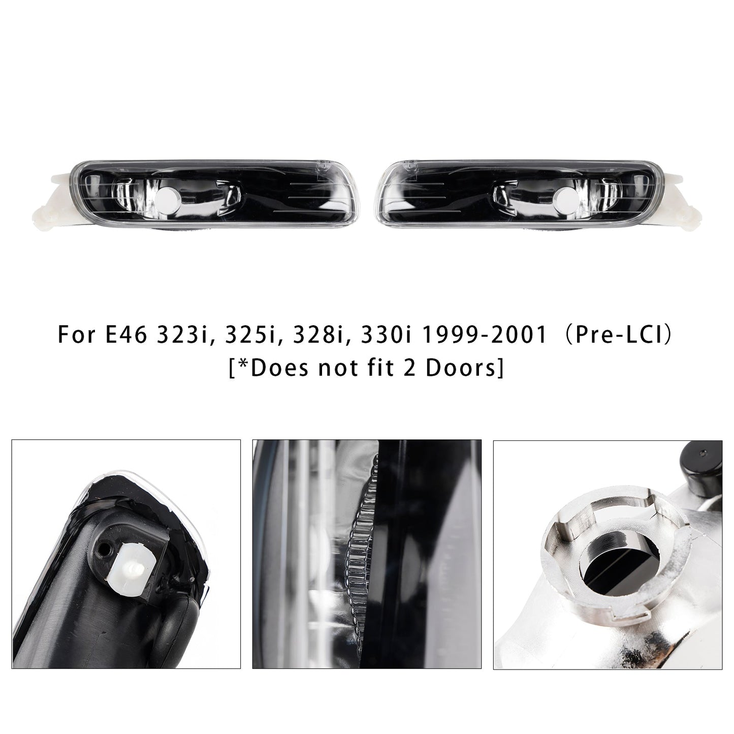 Pair Front Bumper Fog Light Without Blubs For E46 323i 325i 1998-2001£¨Pre-LCI£©