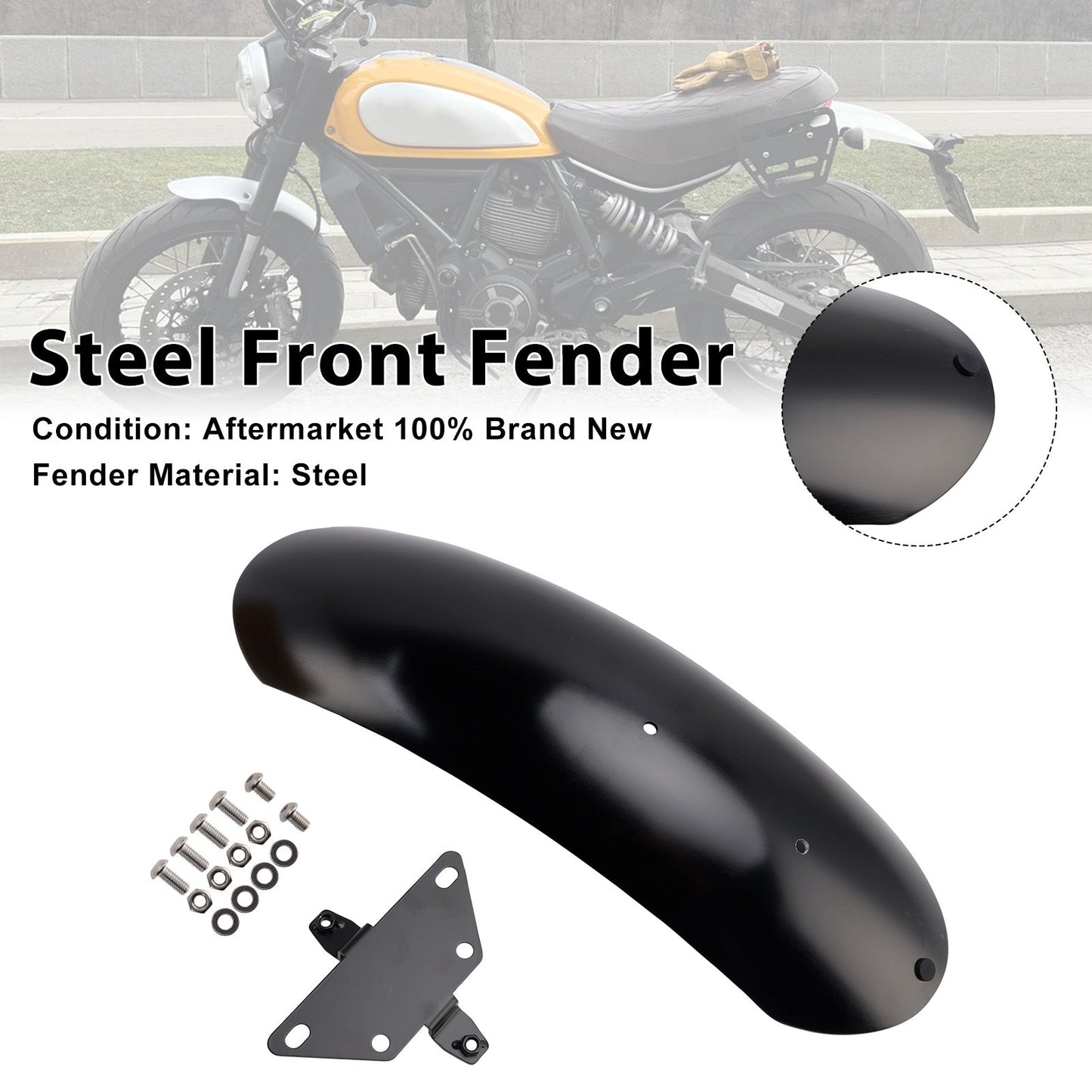 2015-2025 For Ducati Scrambler 800（Desert Sled/Nightshift/Full Throttle/ Icon/Icon Dark/Urban Motard) Steel Front Fender Mudguard