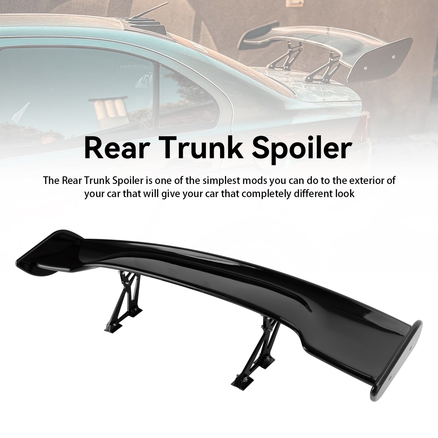 57" 145cm Universal Racing GT Style Down Force Trunk Spoiler Wing Glossy Black