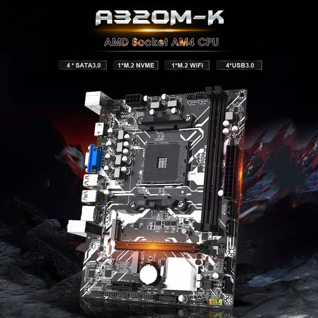 A320M-K Computer Motherboard AMD Socket AM4 CPU Support NVME Gigabit Network Card