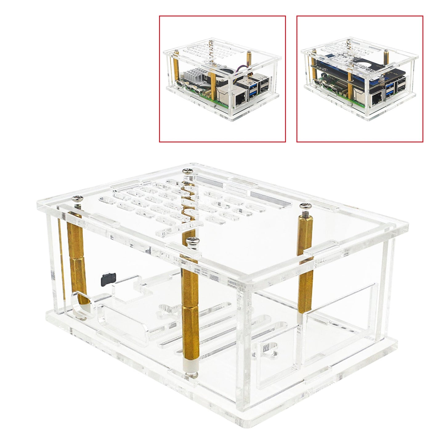 Raspberry Pi5 PCI-E Adapter Case PCIe to M.2 Adapter Board Acrylic Box Radiator