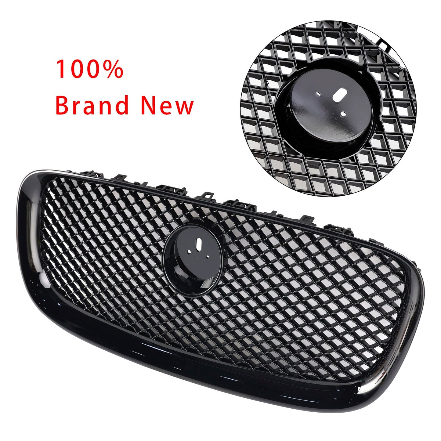 XF-R Style Front Bumper Grill Grille Fit Jaguar XF 2012-2015 Gloss Black