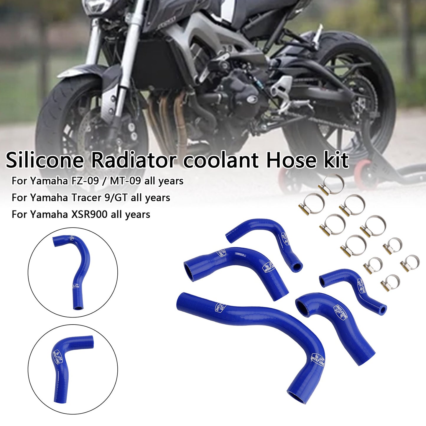 Yamaha MT-09 XSR900 Tracer 9/GT all years Silicone Radiator coolant Hose