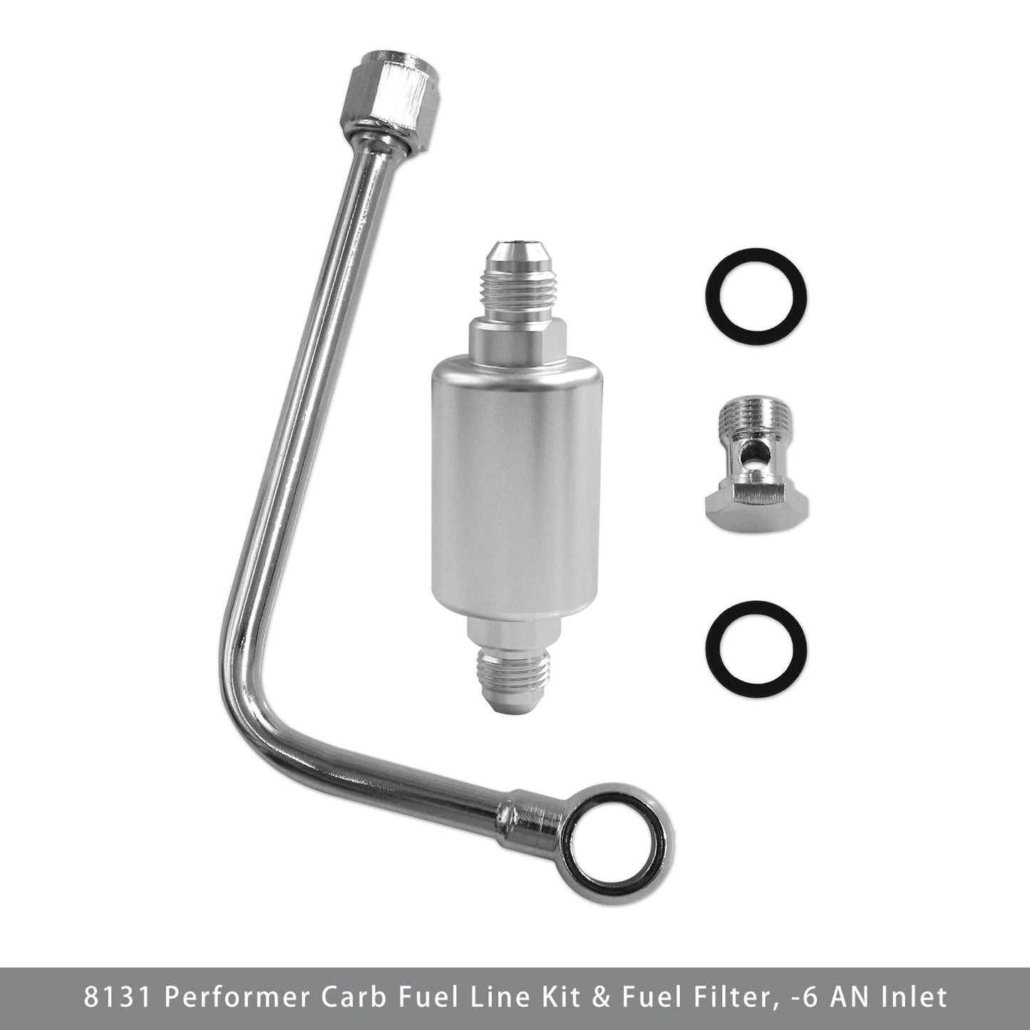 8131 Performer Carb Fuel Line Kit Fuel Filter -6 AN Inlet
