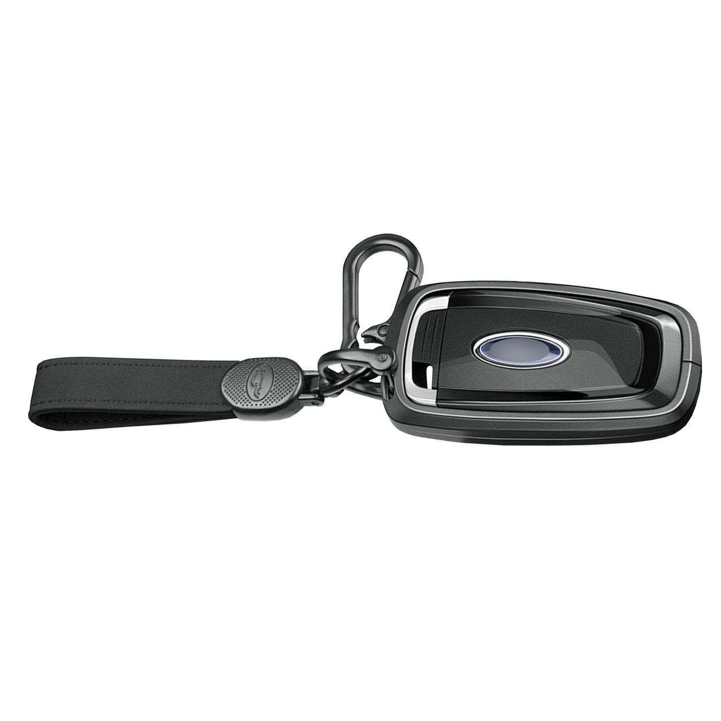 Aluminum Alloy TPU Black Car Key Case Cover With Buckle For Ford