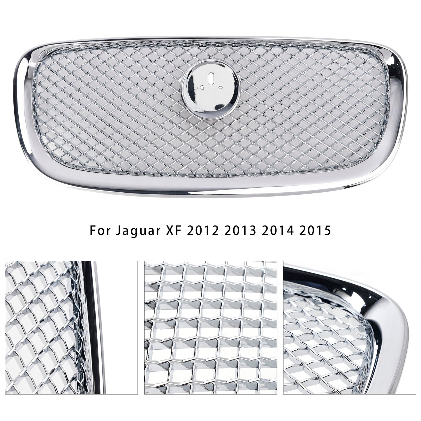 2012-2015 Jaguar XF XF-R Style Front Bumper Grill Grille Chrome