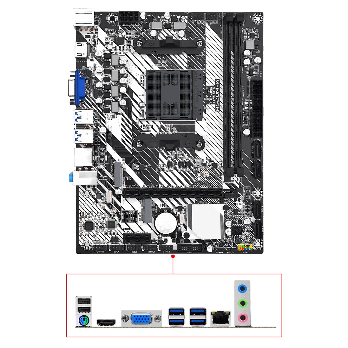 A520M-K Desktop Computer Motherboard AM4 Dual Protocol M.2 Hard Drive Bluetooth