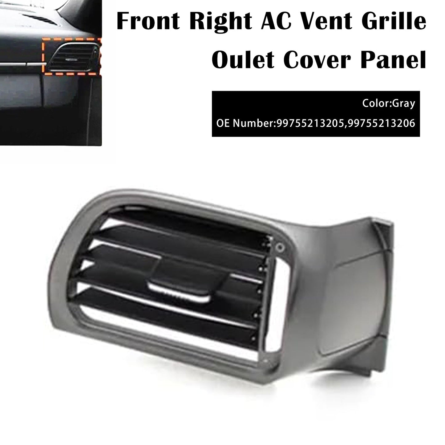2004-2011 Porsche Carrea 997 Front Right AC Vent Cover Gray 99755213205 99755213206