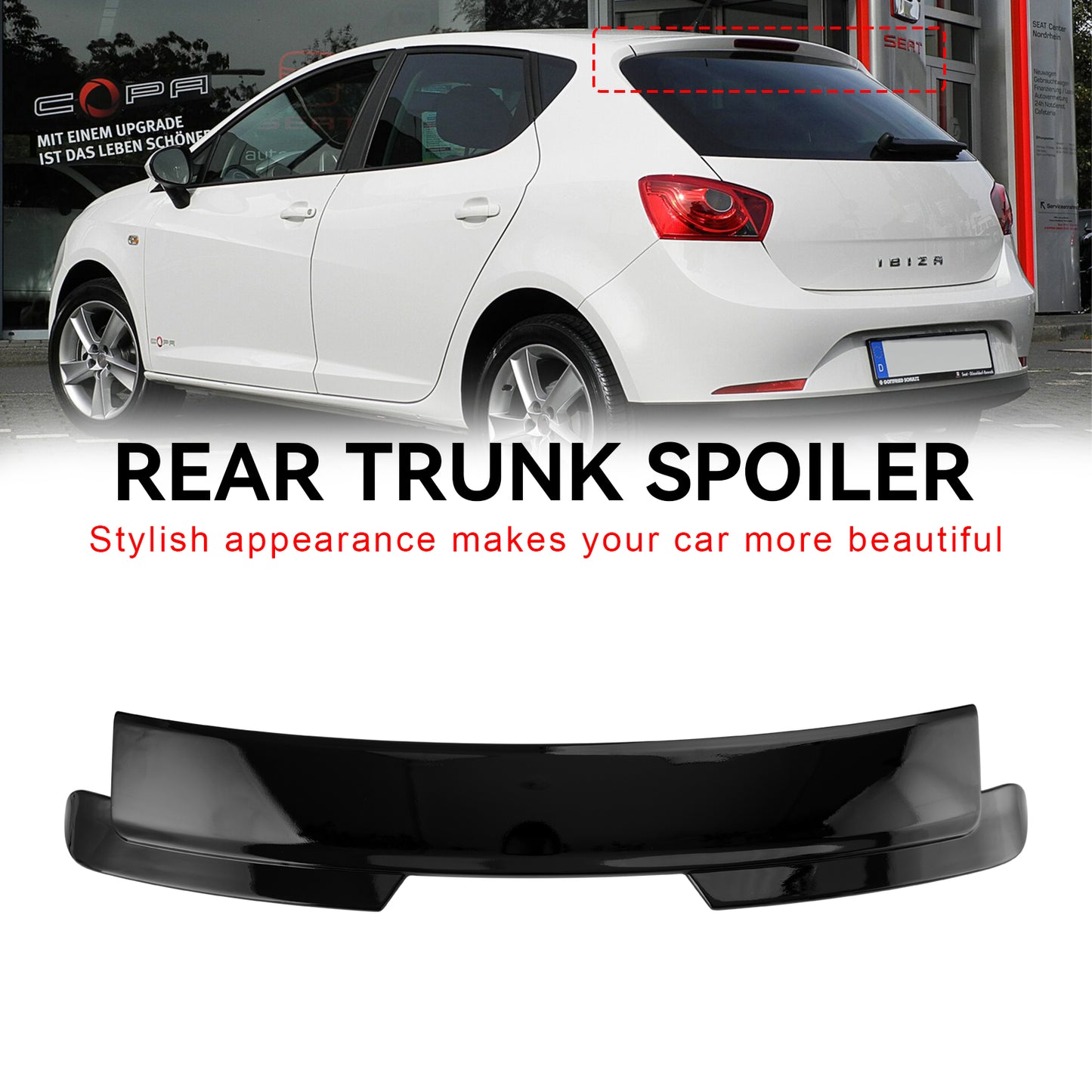 2008-2017 Seat Ibiza 6J 4 / 5 Doors Rear Roof Wing Spoiler Gloss Black