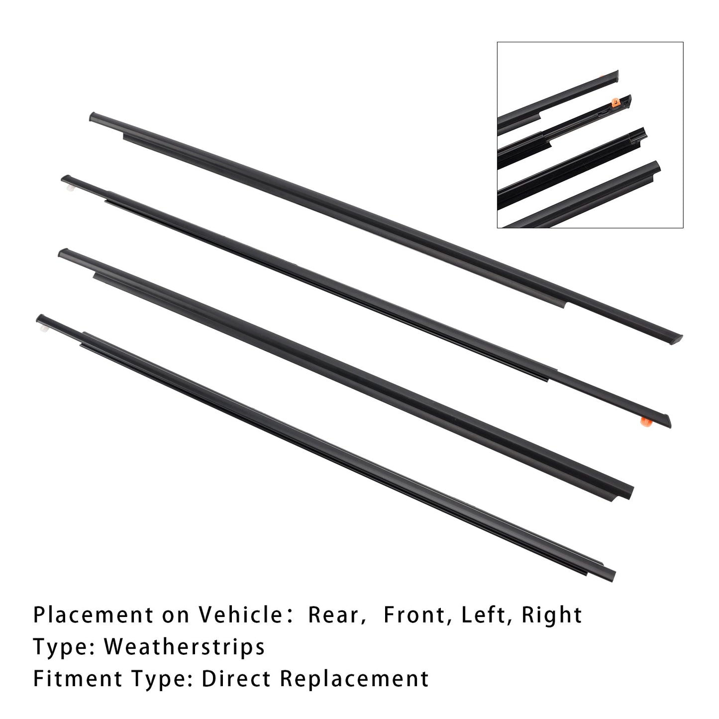 2004-2009 Toyota Prius 4PCS Door Glass Belt Outer Molding Weatherstrip