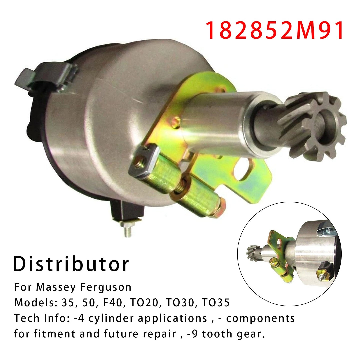 For Massey Ferguson Tractor 35 50 F40 TO20 TO30 TO35 Distributor 182852M91 1111722