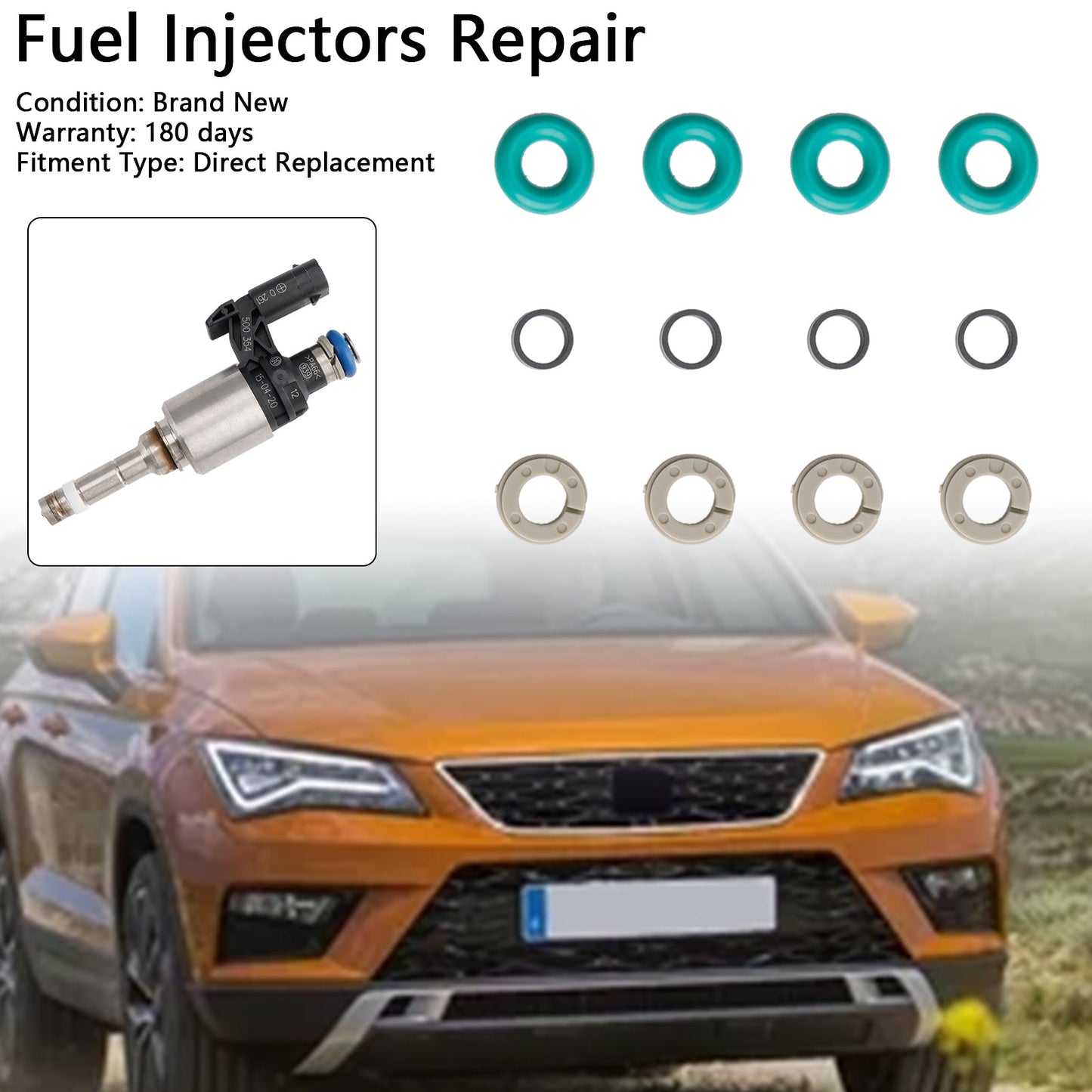 4PCS Fuel Injector Service Kit O-Ring 0261500354 Fit Audi Fit Skoda 1.2L 1.4L