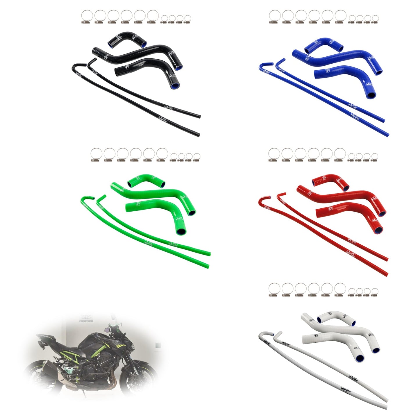 2017-2024 Kawasaki Z900 Silicone Radiator coolant Hose kit