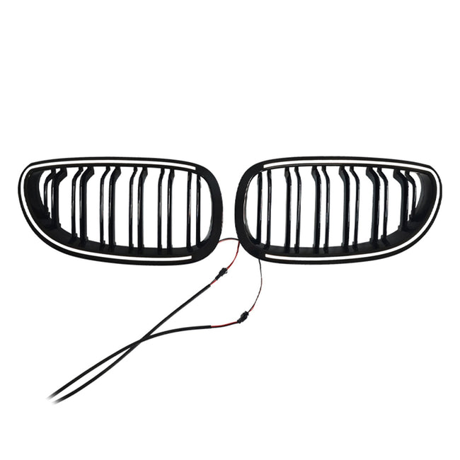 2PCS Glossy Black Front Sport Kidney Grille Fit BMW E60 E61 520i 530i 2004-2009