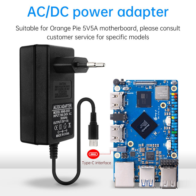 Orange Pi 5Pro Power Adapter Type-C 5V5A Power Supply Suitable For OrangePi 5MAX/CM5 EU Plug