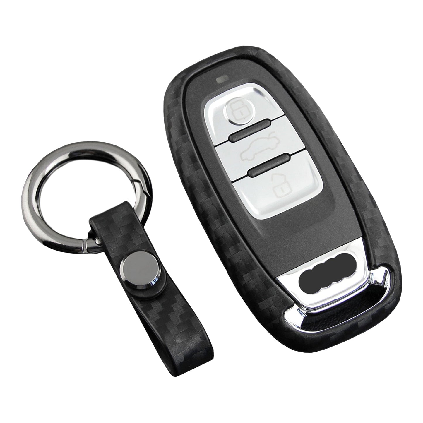 Leather Silicone Car Key Case Cover With Buckle For Audi