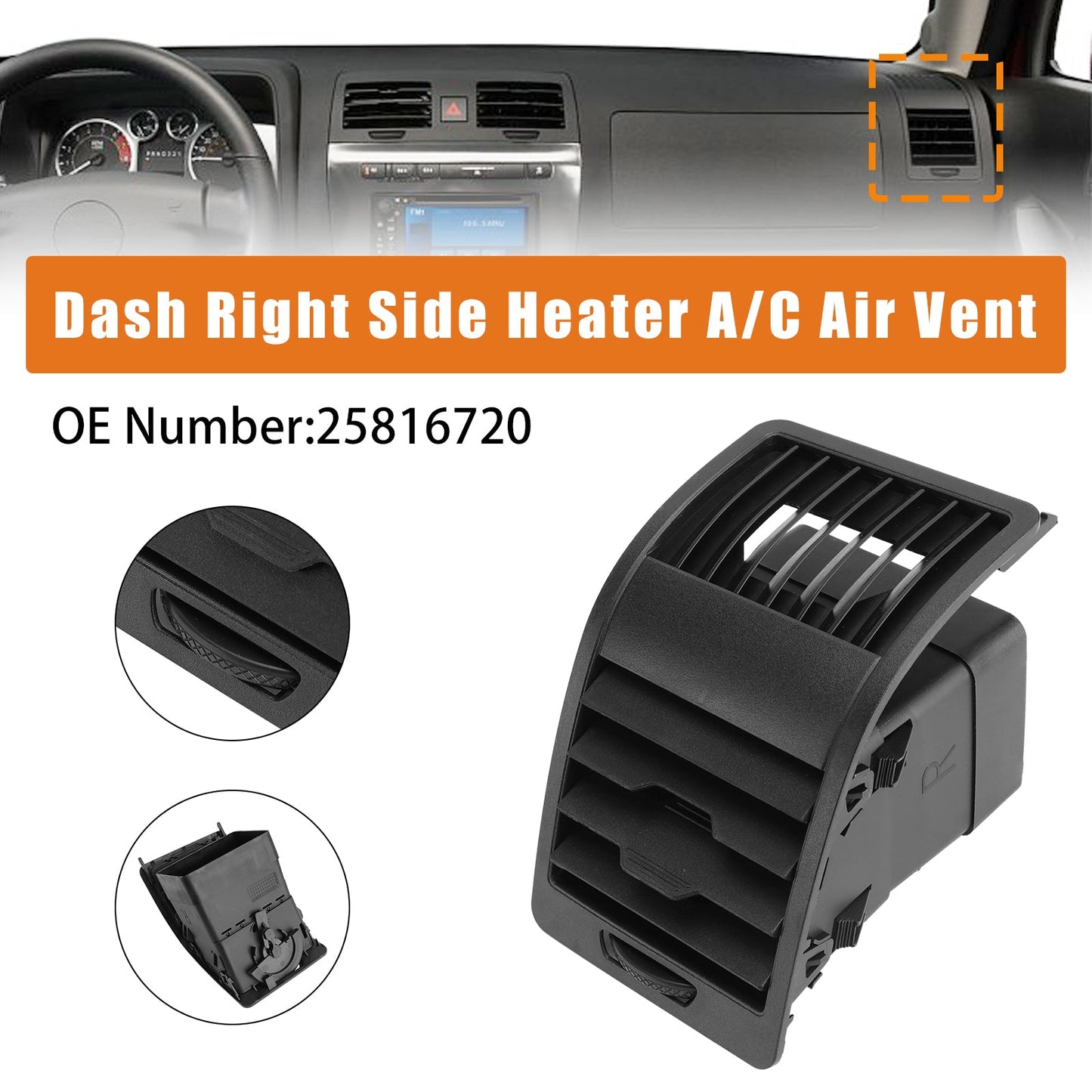 Dash Right Side Heater A/C Air Vent 25816720 Fit For Hummer H3 H3T 2006-2010