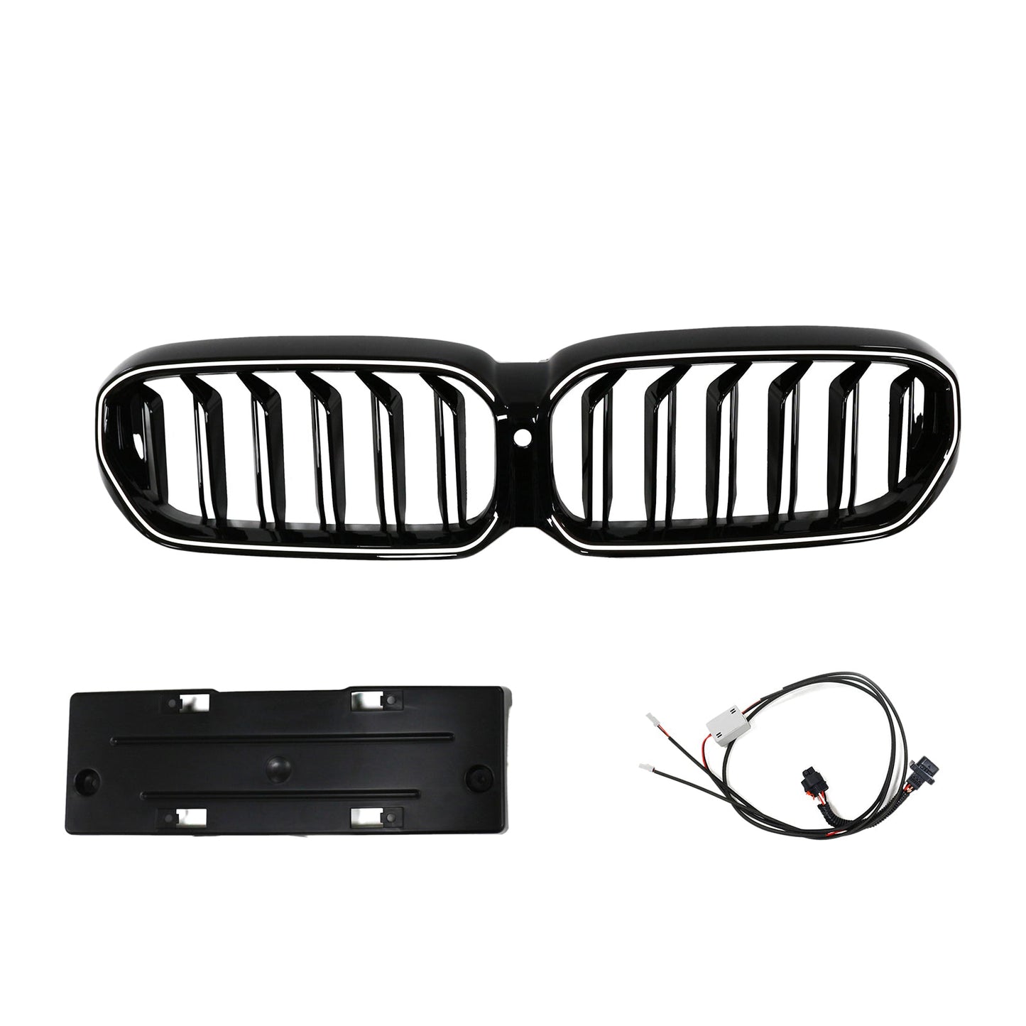 2021-2024 BMW 5 Series G30 G38 Double Slat Front Kidney Grille Gloss Black
