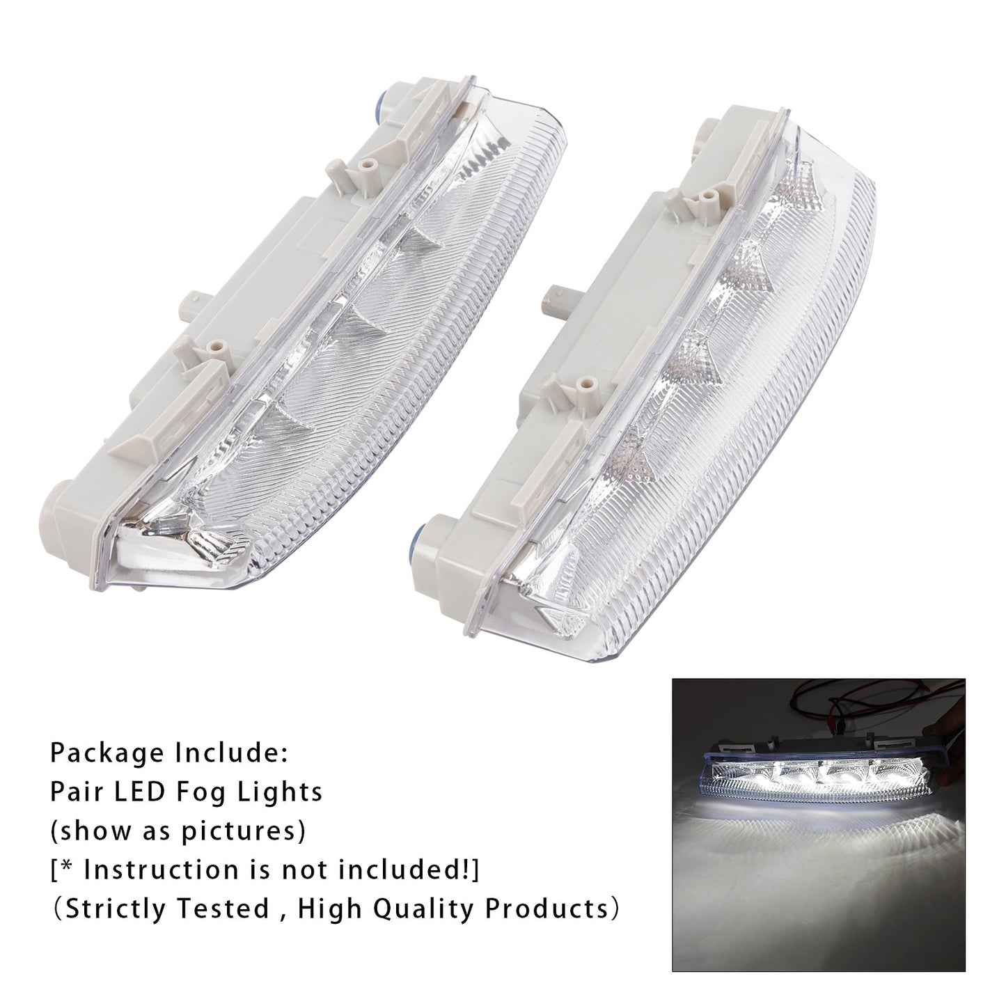 Pair LED Daytime Running Fog Lights For Mercedes Benz W204 S204 W212 2007-2014