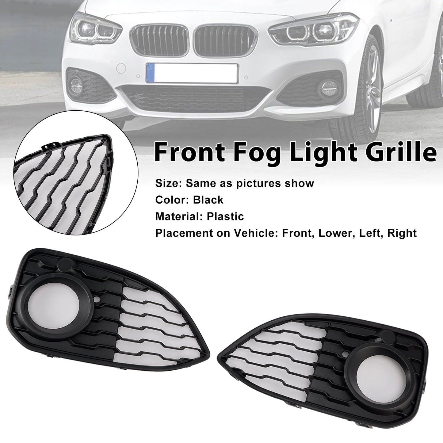 2015-2019 BMW 1 Series F20 F21 LCI M-Sport 2PCS Fog Light Cover Grille