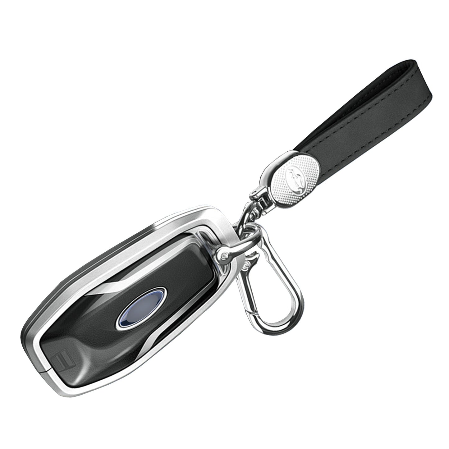 Aluminum Alloy TPU Silvery Car Key Case Cover With Buckle For Ford