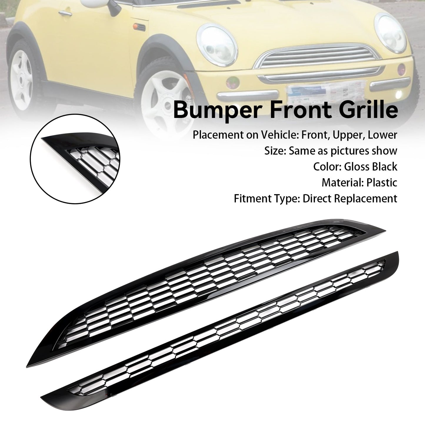 2002-2006 MINI R50 One 1.6i Honeycomb Mesh Front Grill Grille 2PCS