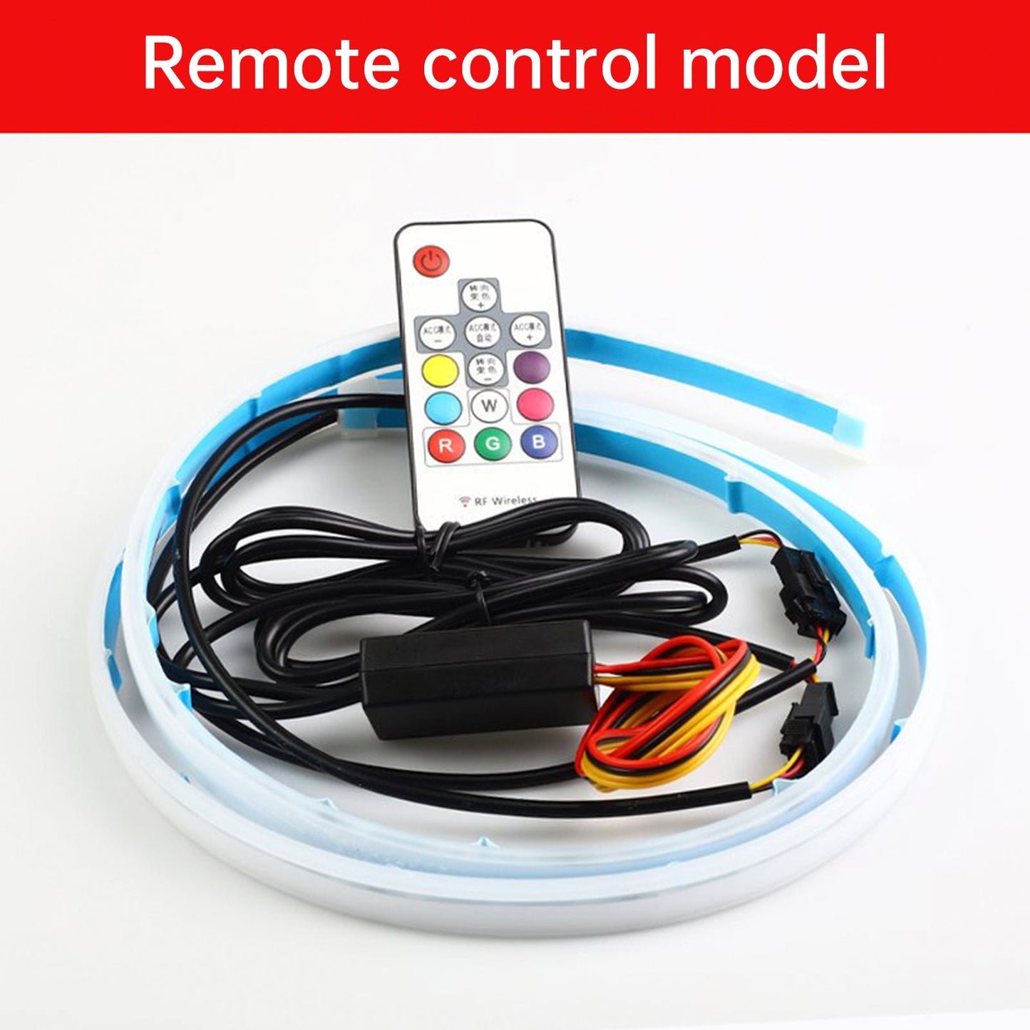 Ultra Thin Car LED Headlight Daytime Running Iridescent Light Eyebrow Strip With Remote control 60cm