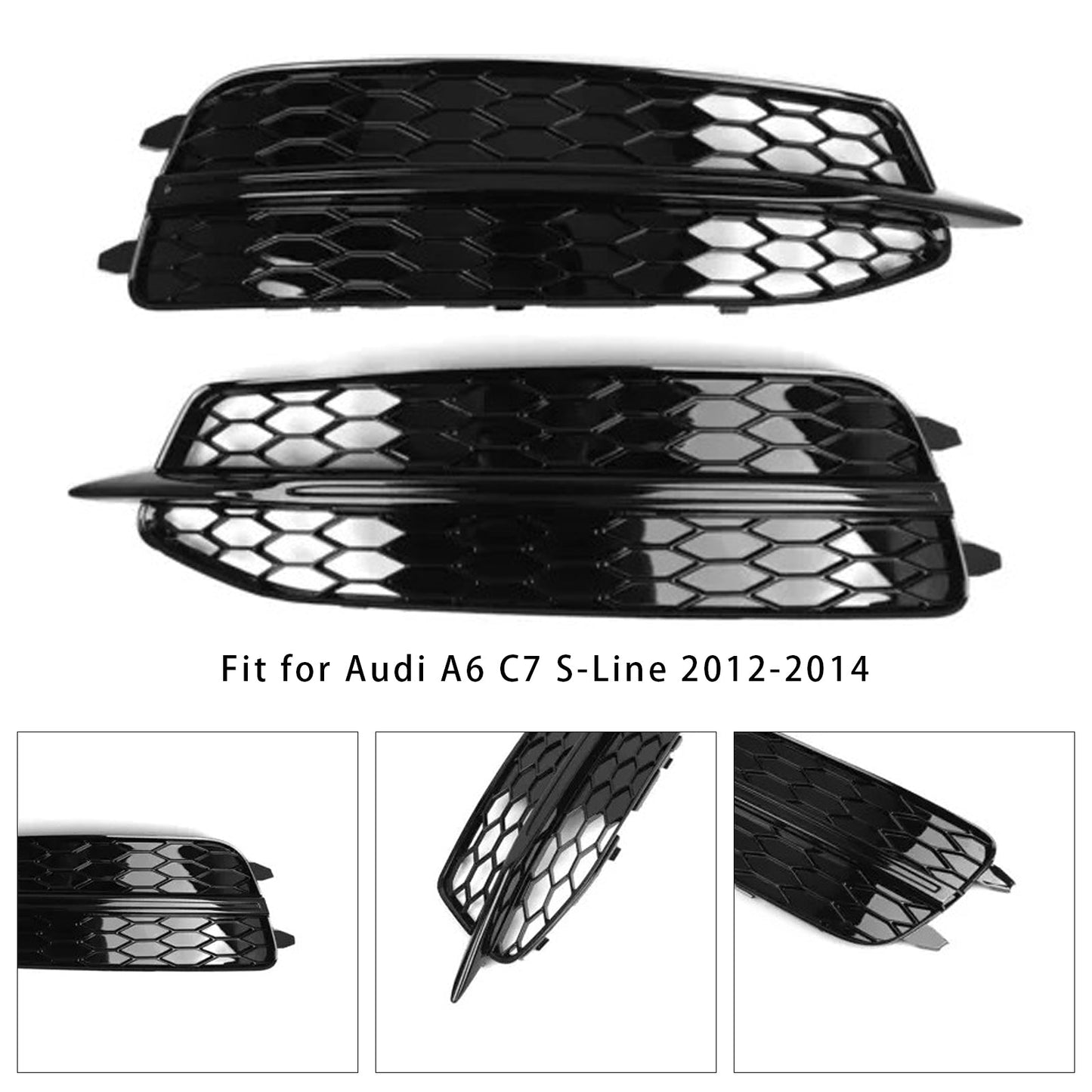 2012-2014 Audi A6 C7 S-Line 2X Car Front Bumper Fog Light Grilles