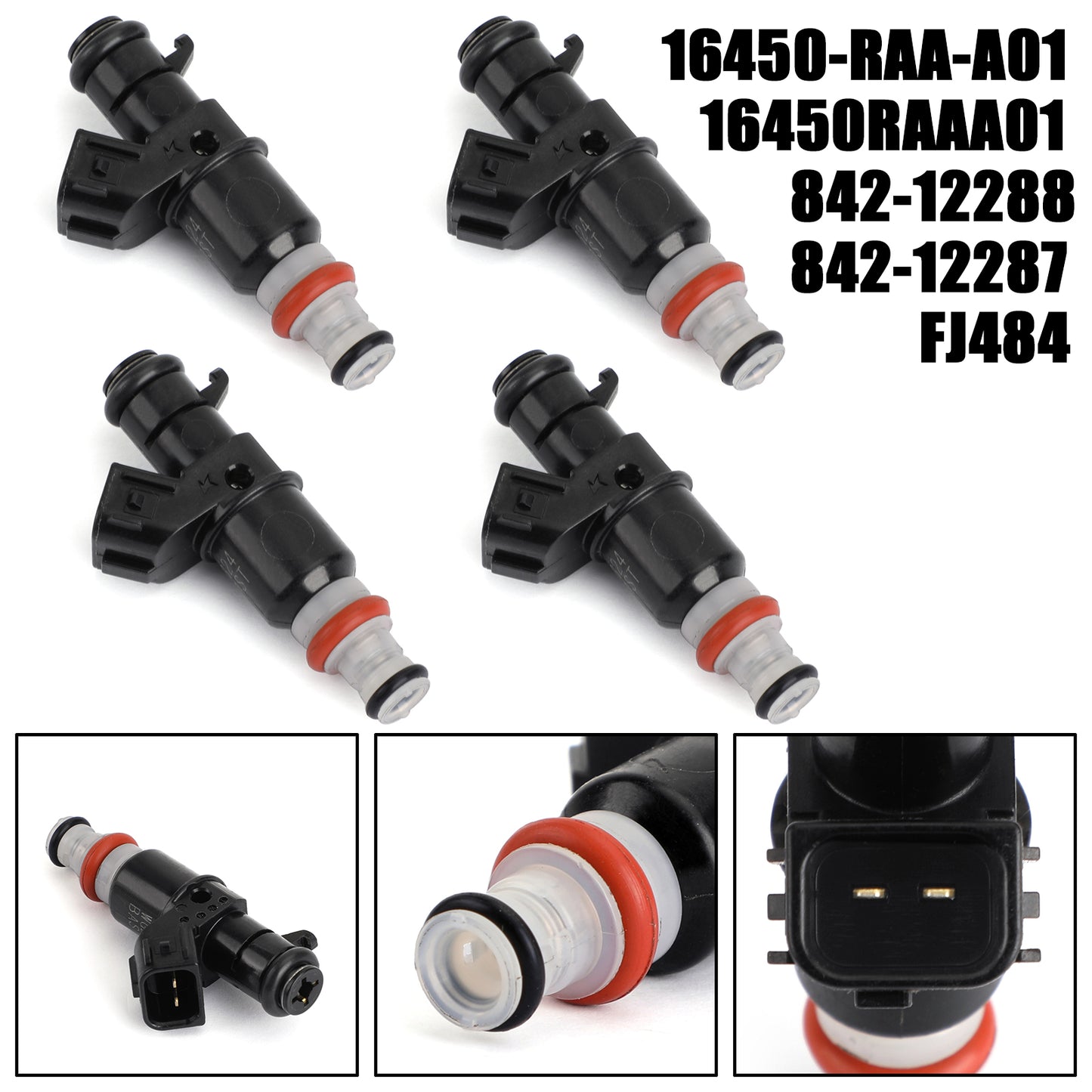 FJ484 842-12287 842-12288 4PCS Fuel Injectors For 2003-2007 Honda Accord 2.4L 16450RAAA01 16450-RAA-A01