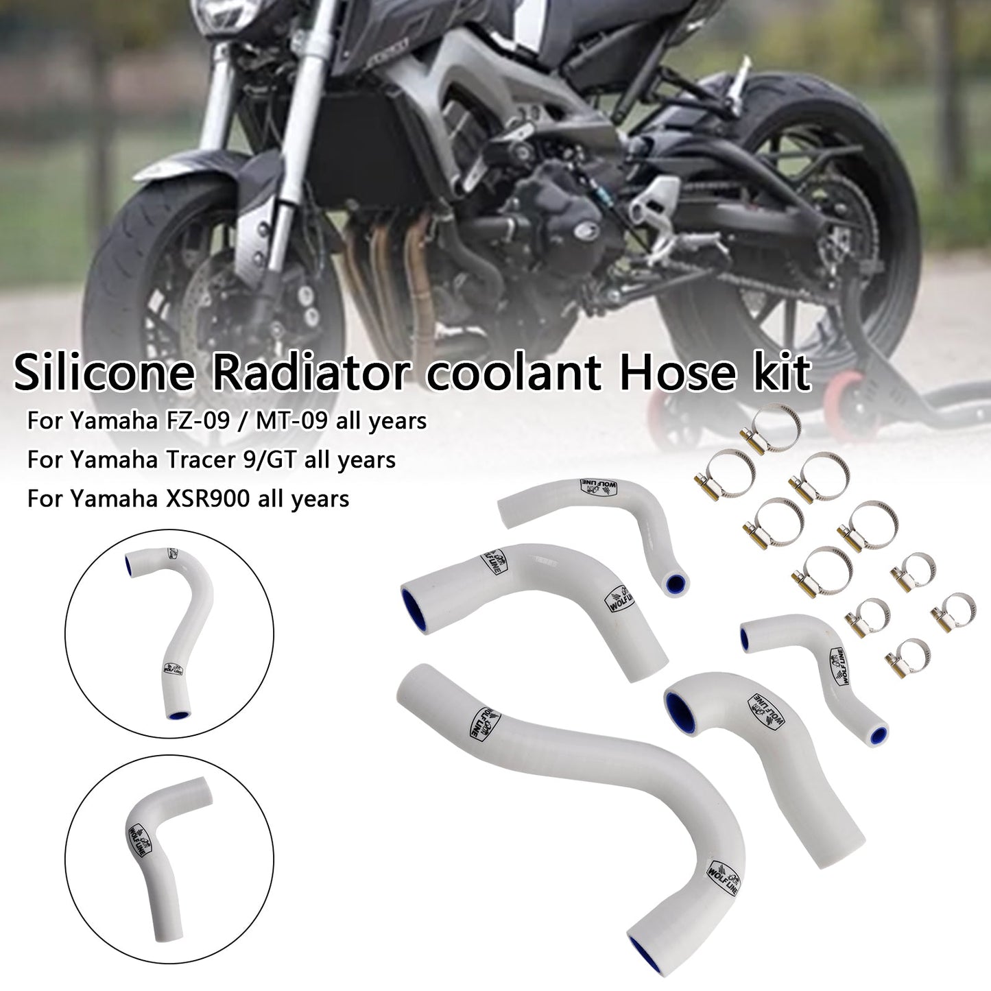 Yamaha MT-09 XSR900 Tracer 9/GT all years Silicone Radiator coolant Hose