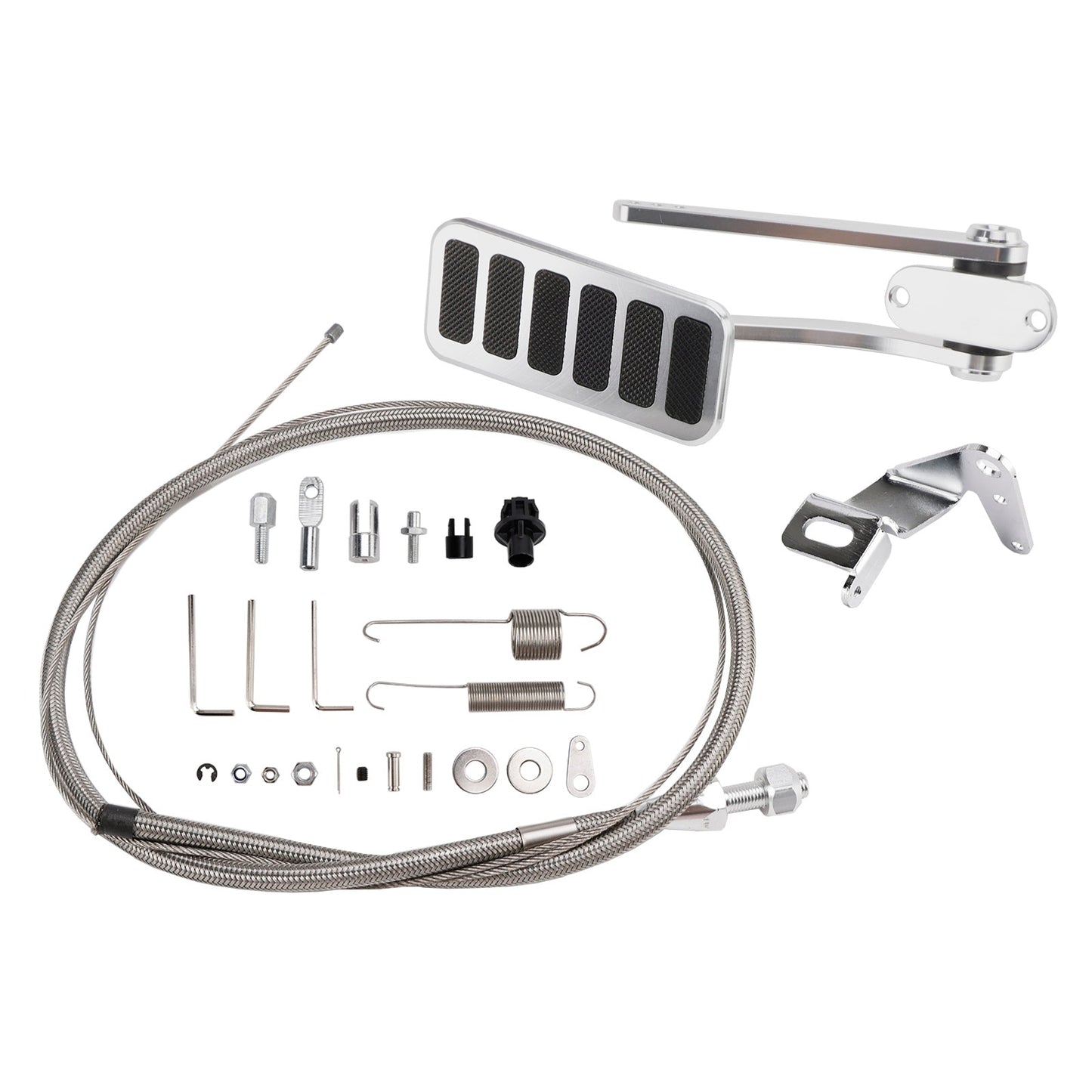 Universal Street Hot Rod Aluminum Gas Pedal 24" SS Throttle Cable & Spring Set
