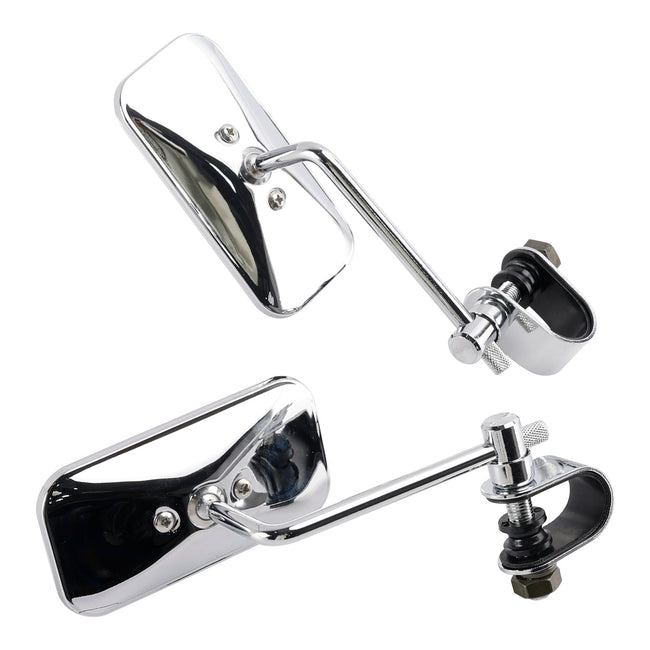 Retro Rectangular Clamp On Chrome Mirrors For Yamaha XS650 SR400 SR500 W650