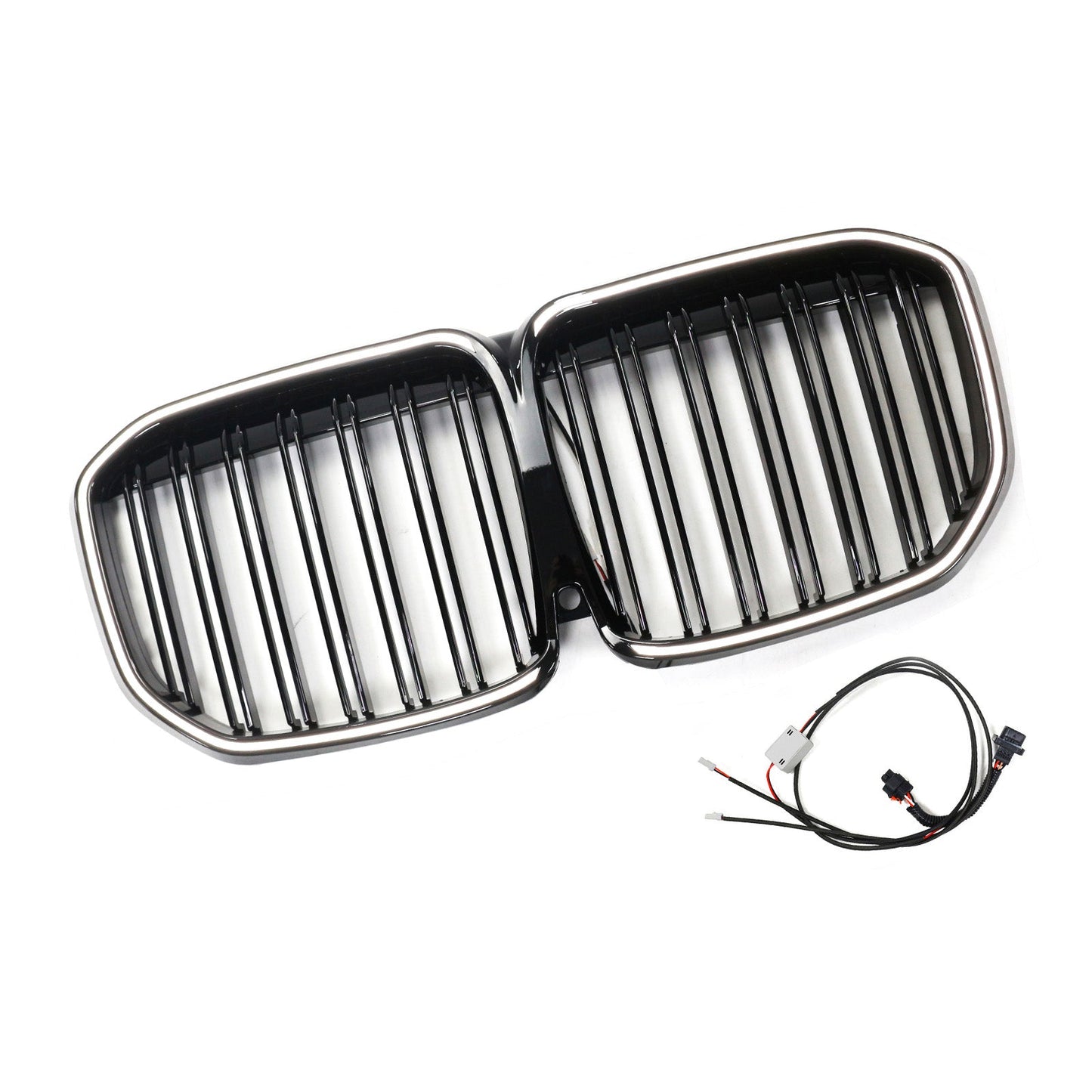 2019-2022 Fit BMW X7 G07 Double Slat Gloss Black Front Kidney Grill Grille