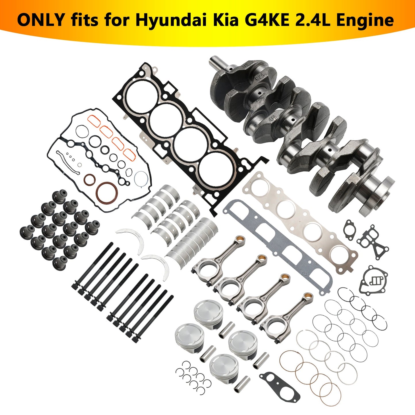 2008–2011 Hyundai Grandeur (TG) G4KE 2.4L Engine Overhaul Rebuild Kit & Crankshaft & Con Rods 23510-25220