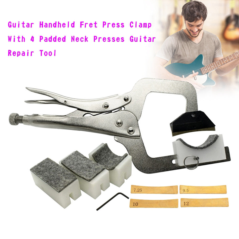 Handheld Guitar Fret Press Clamp With 4 Padded Neck Presses Guitar Repair Tool