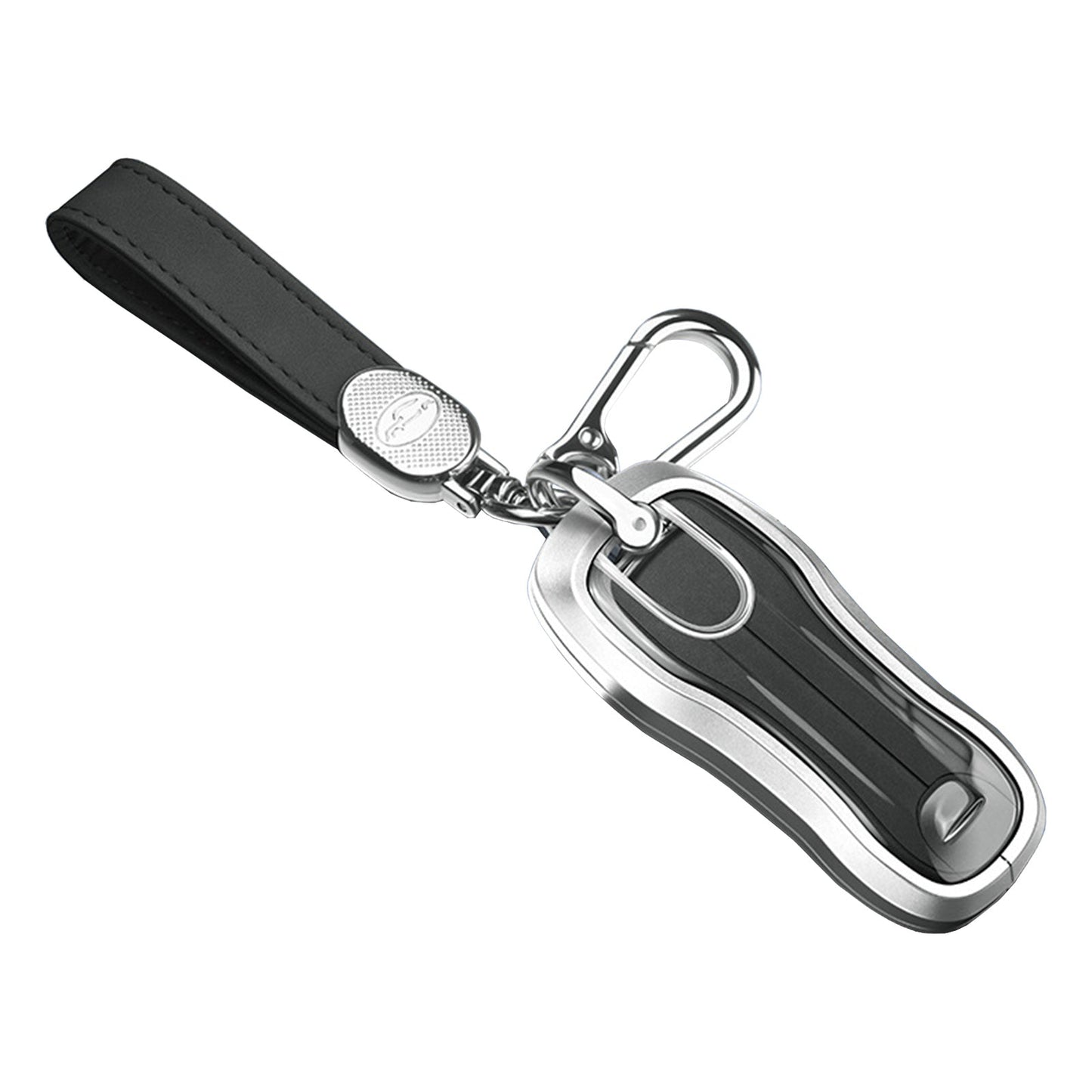 Aluminum Alloy TPU Silvery Car Key Case Cover With Buckle For Porsche Cayenne