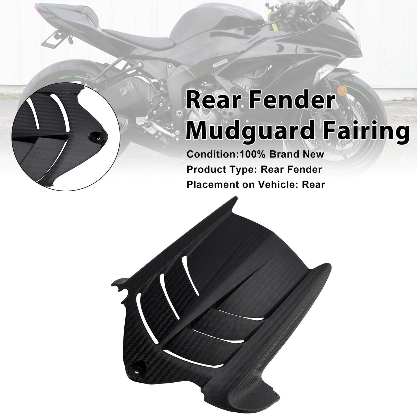 Rear Fender Mudguard Fairing For Kawasaki ZX-6R 636 2009-2025